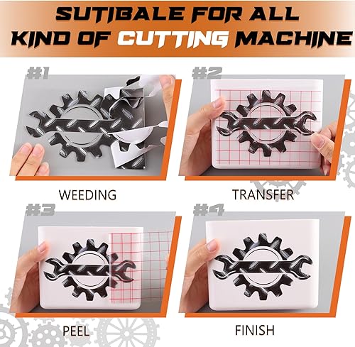 Miniatura 10 de Tintnut Vinilo permanente 8 hojas de 12 x 10 pulgadas, hojas de vinilo adhesivas permanentes de camuflaje, patrón militar, vinilo impermeable