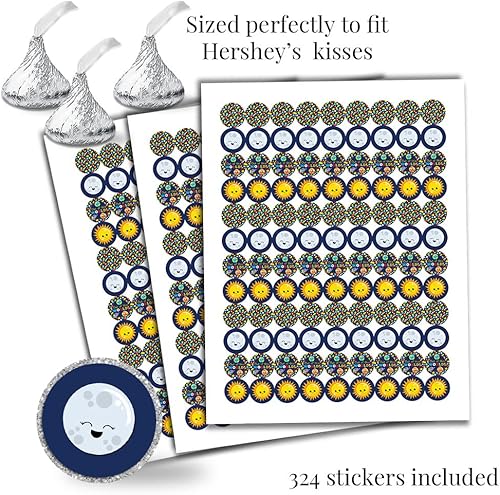 Miniatura 3 de Paquete de calcomanías para fiesta de cumpleaños de Outer Space Happy Planets, 429 piezas. Incluye 60 2 calcomanías circulares para recuerdos y