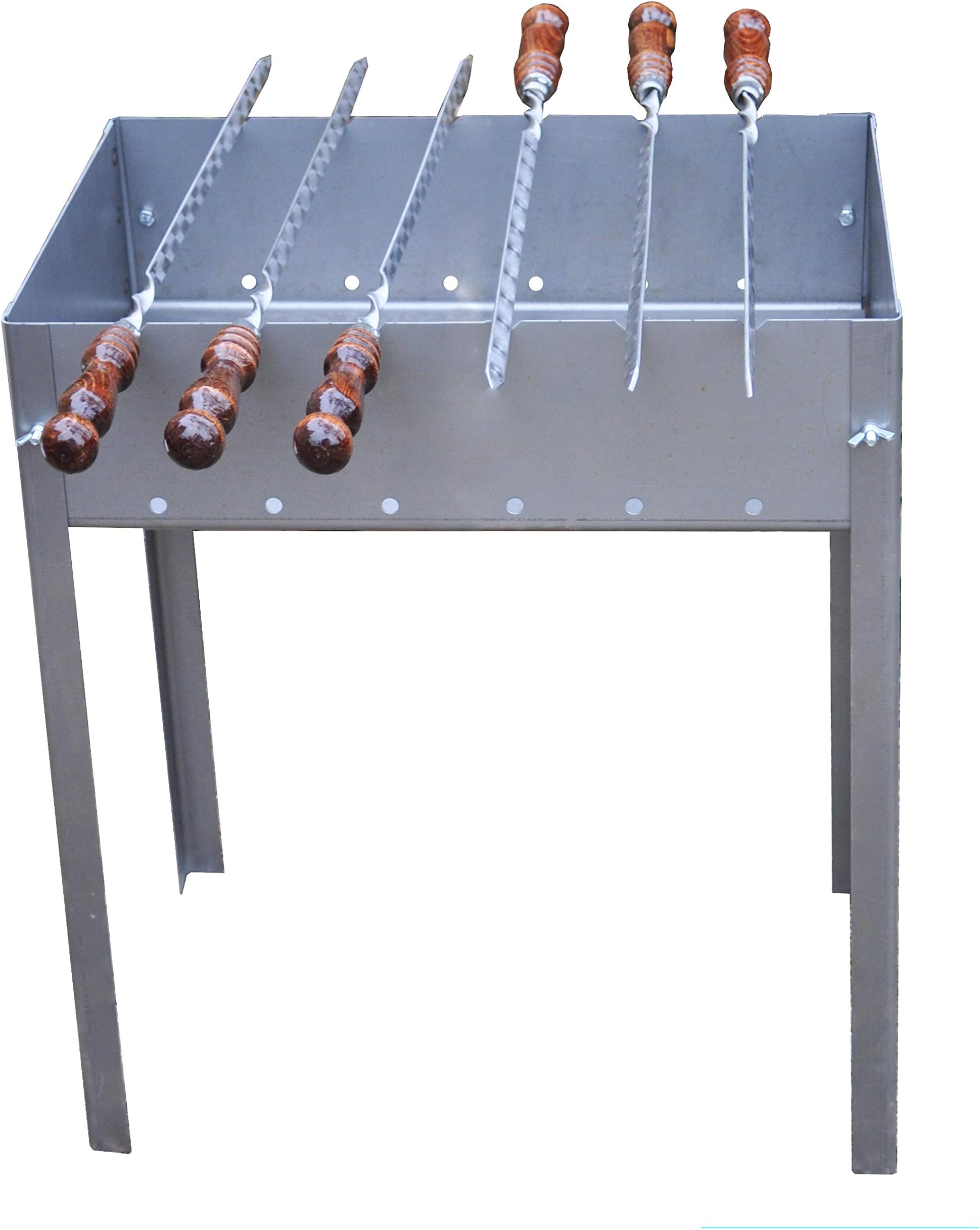 Removable Medium Steel Barbecue/Mangal with 6 Stainless Steel Skewers