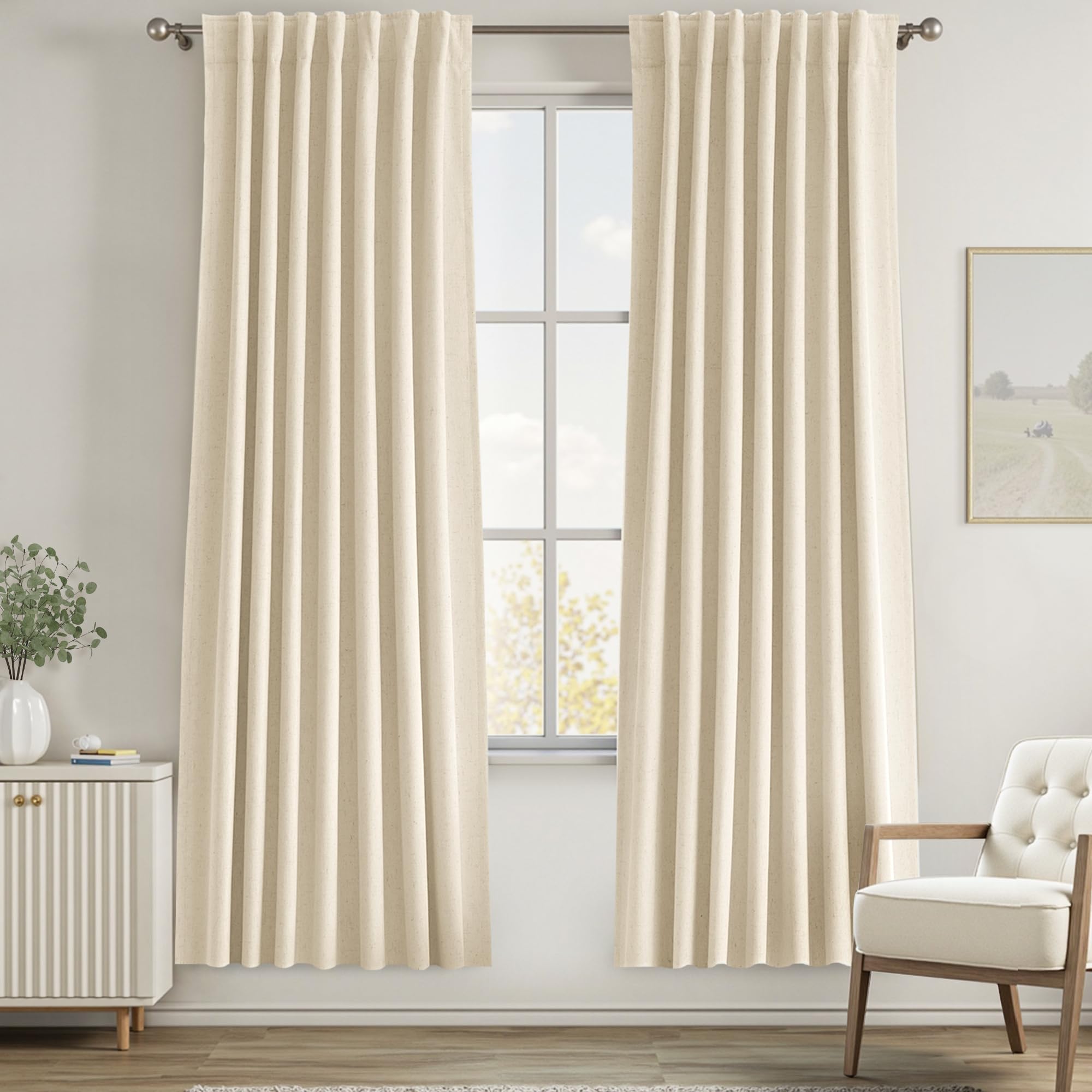 Rideaux occultants de 203 cm en lin beige pour créer un cocon dans la chambre