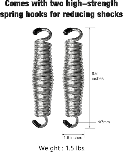 Miniatura 7 de Columpio de madera para porche, asiento ergonómico, columpio de banco con cadenas colgantes y resortes de 0.276 in, resistente, 800 libras, para