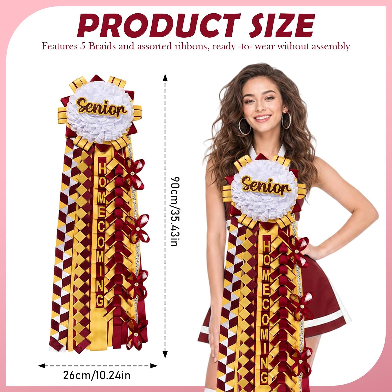 Hamdwerk Chestnut Gold Homecoming Mum Supplies 31'' DIY HOCO Mom Craft Kit