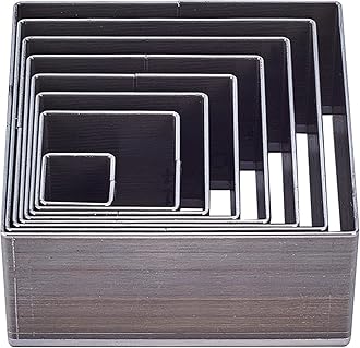 PandaHall 8pcs Die Punch Cutter, 10.5-51mm Hollow Punching Tool High Carbon Steel Die Cutter Square Leather Cutting Die for Leather Crafts