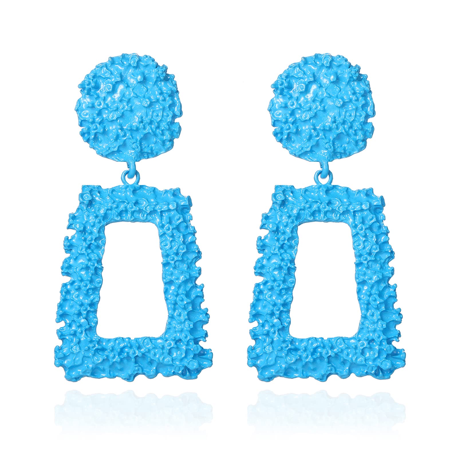 ATIMIGO Statement Drop Earrings Large Metal Rectangle Geometric Dangle Earrings Silver/Gold for Women Girls