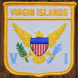 Paddy's Patches USA Virgin Islands Caribbean Iron On Patch 2.75" x 2.5" - Embroidered Patches - Embroidery Badges - Applique Badge for Ironing onto Jackets, Backpacks, Hats, Caps, & Jeans