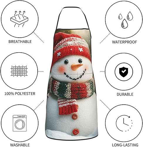 Miniatura 4 de Delantal de Navidad para mujeres y hombres, delantales de cocina de Año Nuevo, delantal de chef ajustable con bolsillo para cocinar, hornear y coser