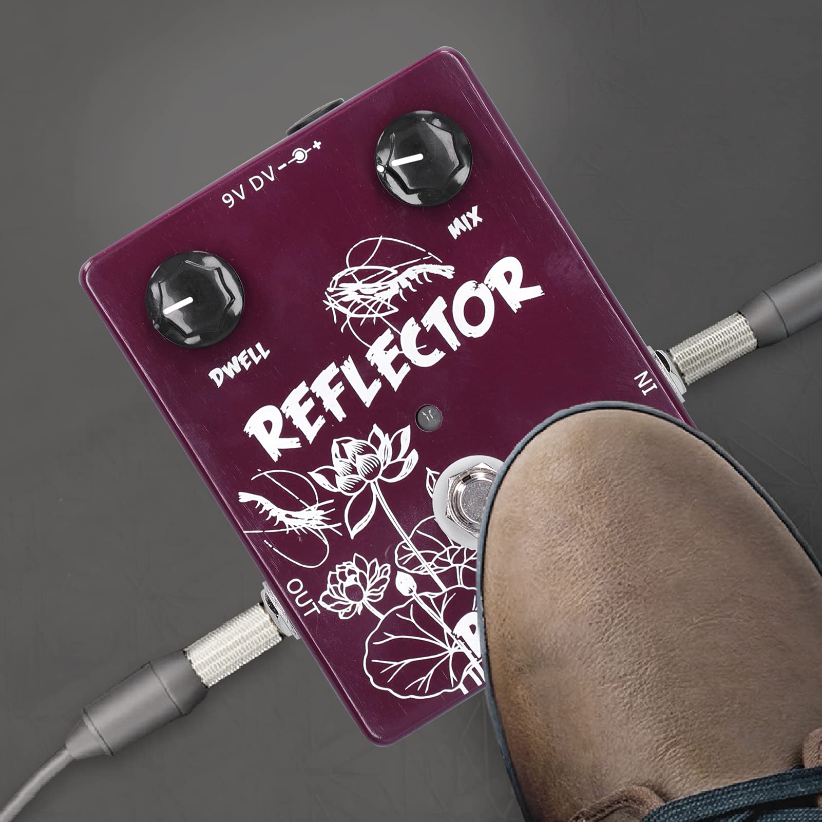 HERCHR Pédale De Guitare à Réverbération Pédale De Réverbération à Ressort Pédale D'effets Numériques Stéréo Effets De Réverbération Compresseur Pédale De Guitare