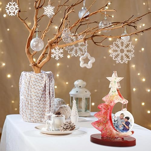 Miniatura 5 de Molde de resina para marco de fotos de Navidad, con 10 cadenas coloridas, molde de silicona 3D para árbol de Navidad, soporte para exhibición de