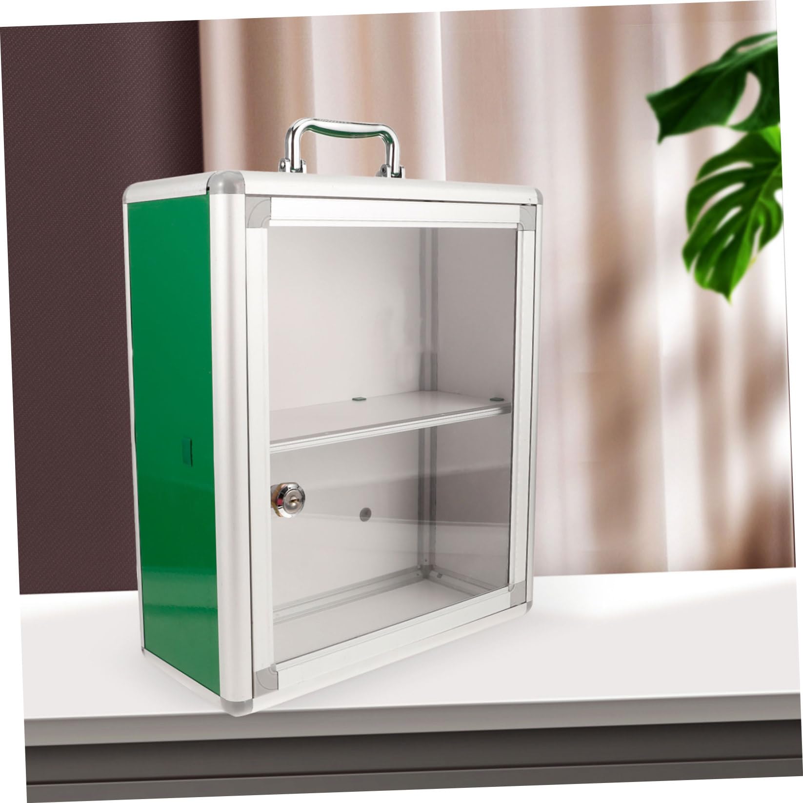 Botiquín de Pared para Primeros Auxilios Gran Capacidad, Diseño Montado en Pared, Material Acrílico y Aleación de Aluminio, Adecuado para Casa y Coche