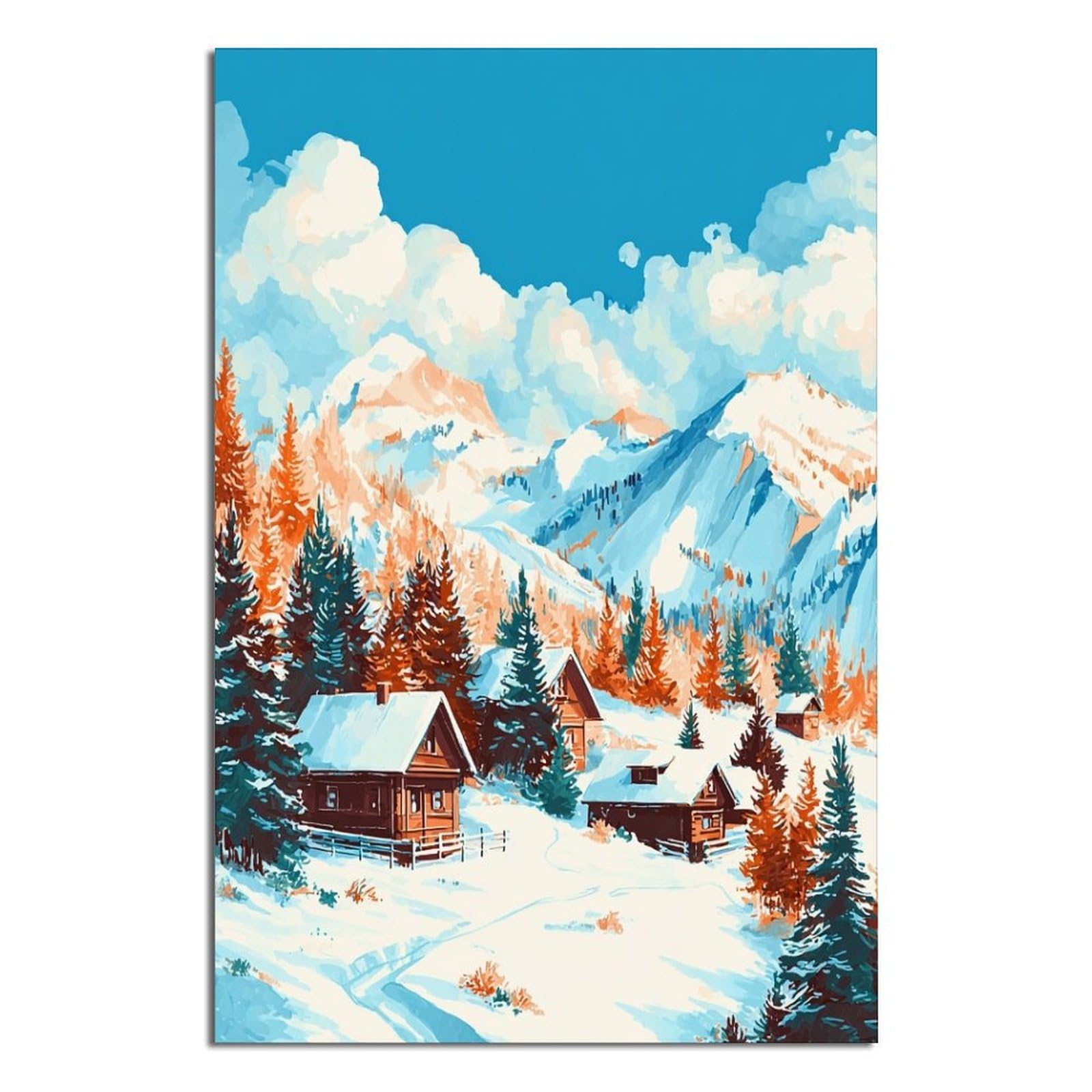 Meribel France Posters 24x36inch(60x90cm) Vintage Watercolor Canvas Art