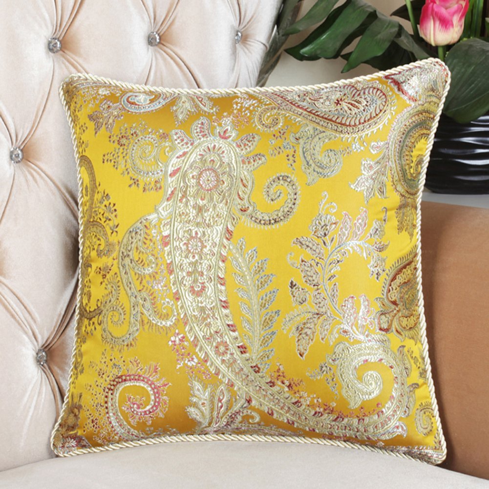 Taie d’oreiller jacquard soie européenne 60x60cm de luxe pour canapé de salon haut de gamme
