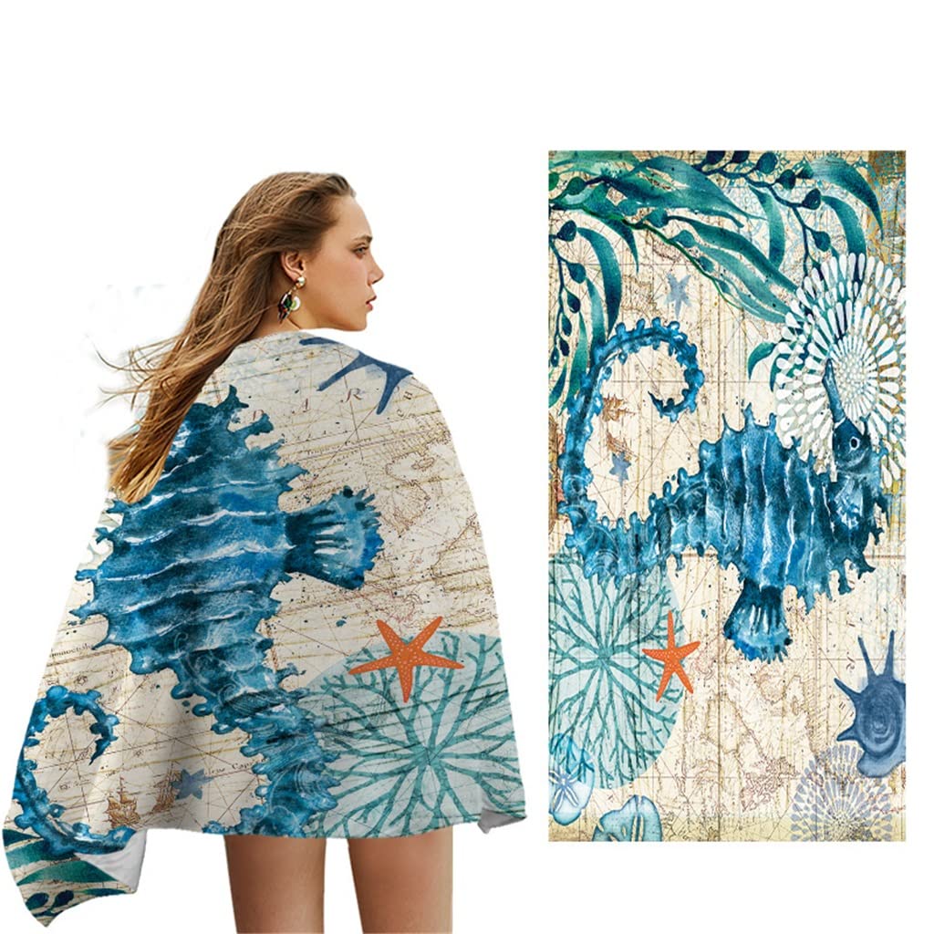 2pc Microfiber Beach Towel Large Quick Drying Bath Towel Adult Travel Sport Swimming Towels Surf Robe Blanket (Color : A, Size : 80x160cm) (A 80x160cm)