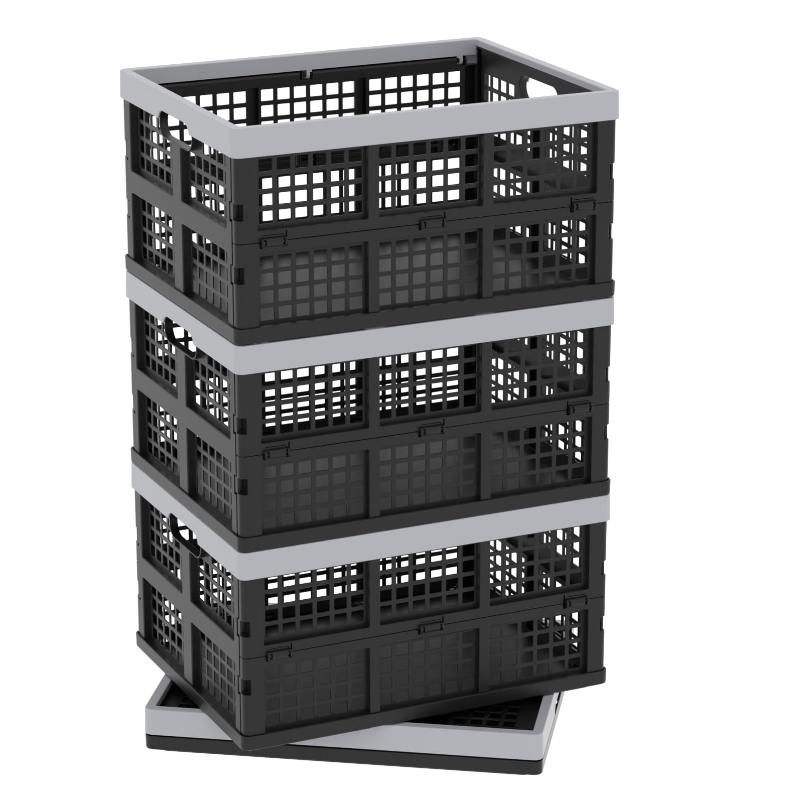Caisse rectangulaire pliable 30 L lot de 3 bacs plastique empilables