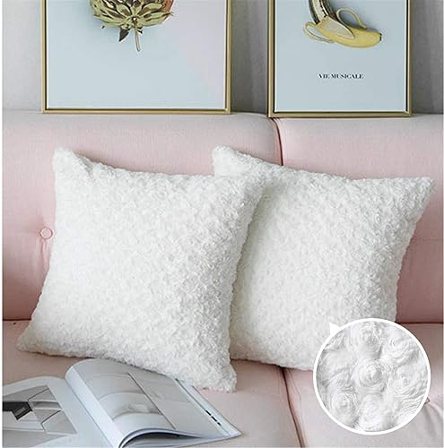 Simple&Opulence Fundas de almohada decorativas de color rosa, 2 unidades, 18 x 18 pulgadas, 17.7 x 17.7 in, fundas de cojín cuadradas de felpa con