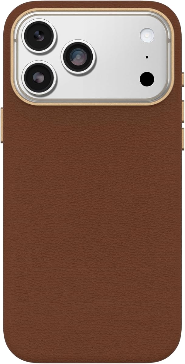 OtterBox iPhone 17 Pro Max Symmetry Series Cuero Cactus - Marrón | Funda protectora para iPhone delgada y de primera calidad con material de cuero de cactus, compatible con MagSafe y protección contra caídas