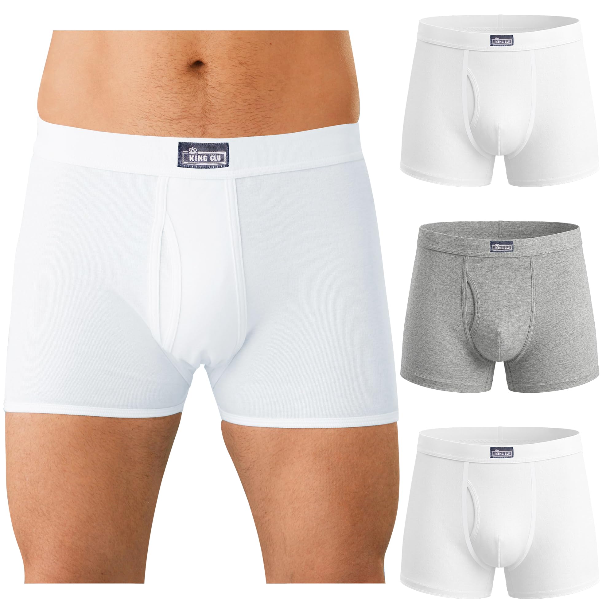 Men's 100% Cotton High Waist Regular Fit Solid Boxer Briefs Innerwear Long Trunks Full Underwear Combo-picture-30