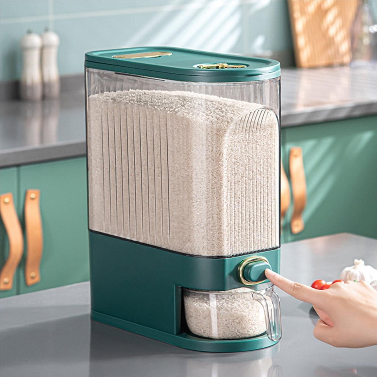 Dispensador De Cereales Para Cocina Dispensador De Almacenamiento De Cereales, Cubo De Almacenamiento, Contenedor De Almacenamiento De Alimentos Con Taza Medidora Recipientes Para Cereales Desayuno(Wh