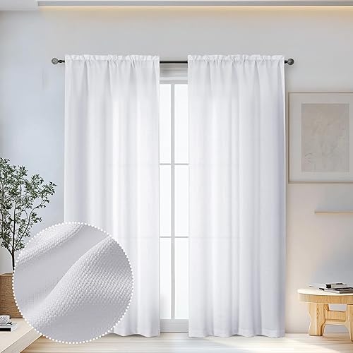 Miniatura 43 de OWENIE Bob Linen Cortinas de Lino de 96 Pulgadas Extra Largas Juego de 2 Paneles para Sala de Estar Dormitorio, Filtrado de Luz Cortinas de Ventana