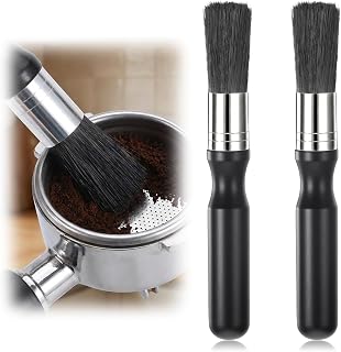 2 Pieces Barista Brushes for Portagers, Coffee Brush, Nylon Bristle Cleaning Brush Barista Accessories Coffee Maker Accessories for Espresso Machines and Coffee Grinder (Black)