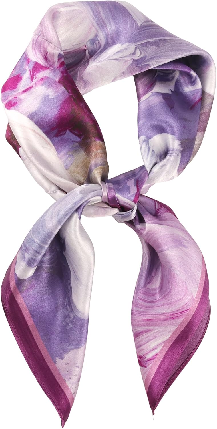 MEISEE 100% Pure Mulberry Silk Scarf 26" Square Scarf Neckerchief Headscarf Breathable Lightweight for Women Gift Packed