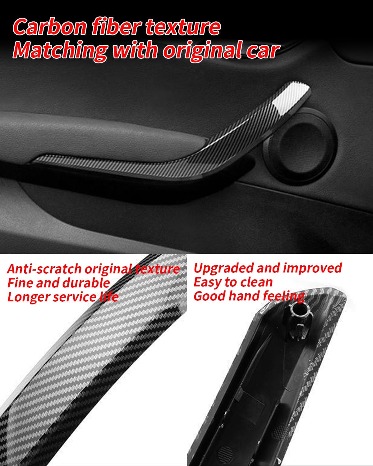 for BMW X1 E84 2009-2015 Door Handle Cover Replacements, Left Side + Right Side Inner Door Grab Handle Cover Door Armrest Bracket-Pair #51412991775#51412991776 (Carbon Fiber Color)