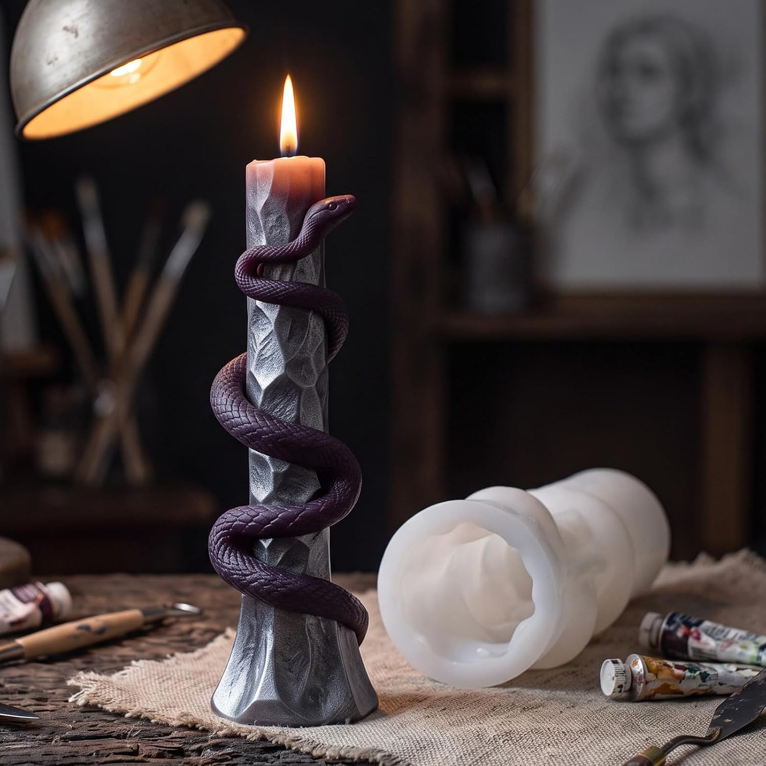 XIAOSHUI Snake Pillar Candle Mold Snake Winding Silicone Candle Mold