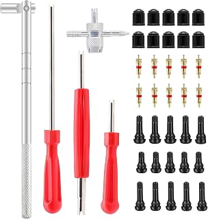 ZHSMS 40Pcs Valve Stem Puller Tool Kit: TR412 TR413 TR414 Stems, 4-Way Core Remover, Durable Alloy for Tires