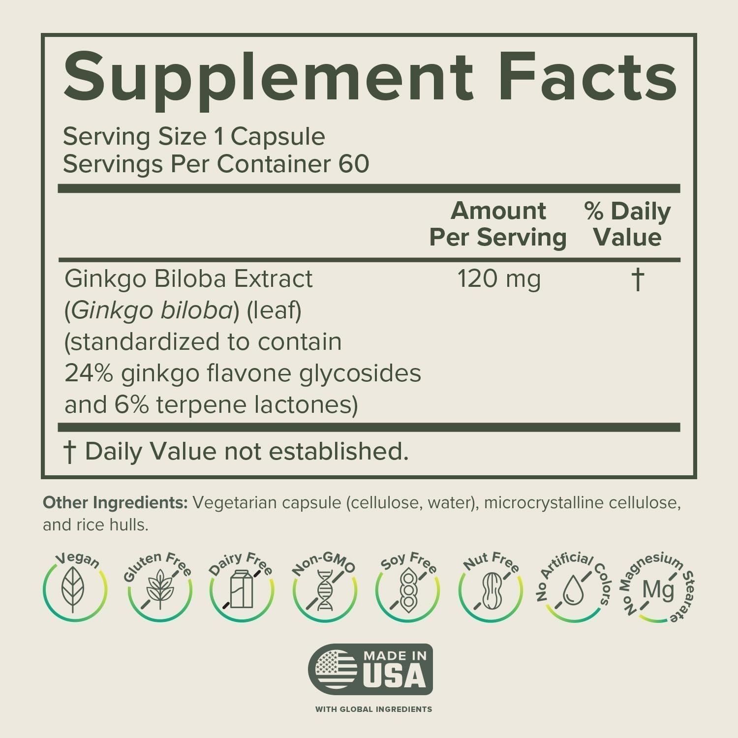 Prominent Nutrition Ginkgo Biloba 120mg - Ginkgo Biloba Leaf Extract, Herbal Supplements to Help Support Memory & Focus- Vegan, Non-GMO, Gluten-Free, Soy-Free, 60 Day Supply - 2 Pack