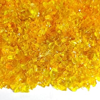 Orange Crushed Glass Broken Fire Glass Pieces for Resin Art,Tabletop Fire Pit,Crafts,Home Decorations Fall Vase Fillers,15 OZ