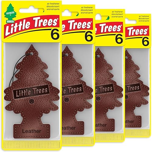 LITTLE TREES Ambientador de aire para coche, árbol colgante que proporciona un aroma duradero para el automóvil y el hogar | Cuero, 24 ambientadores
