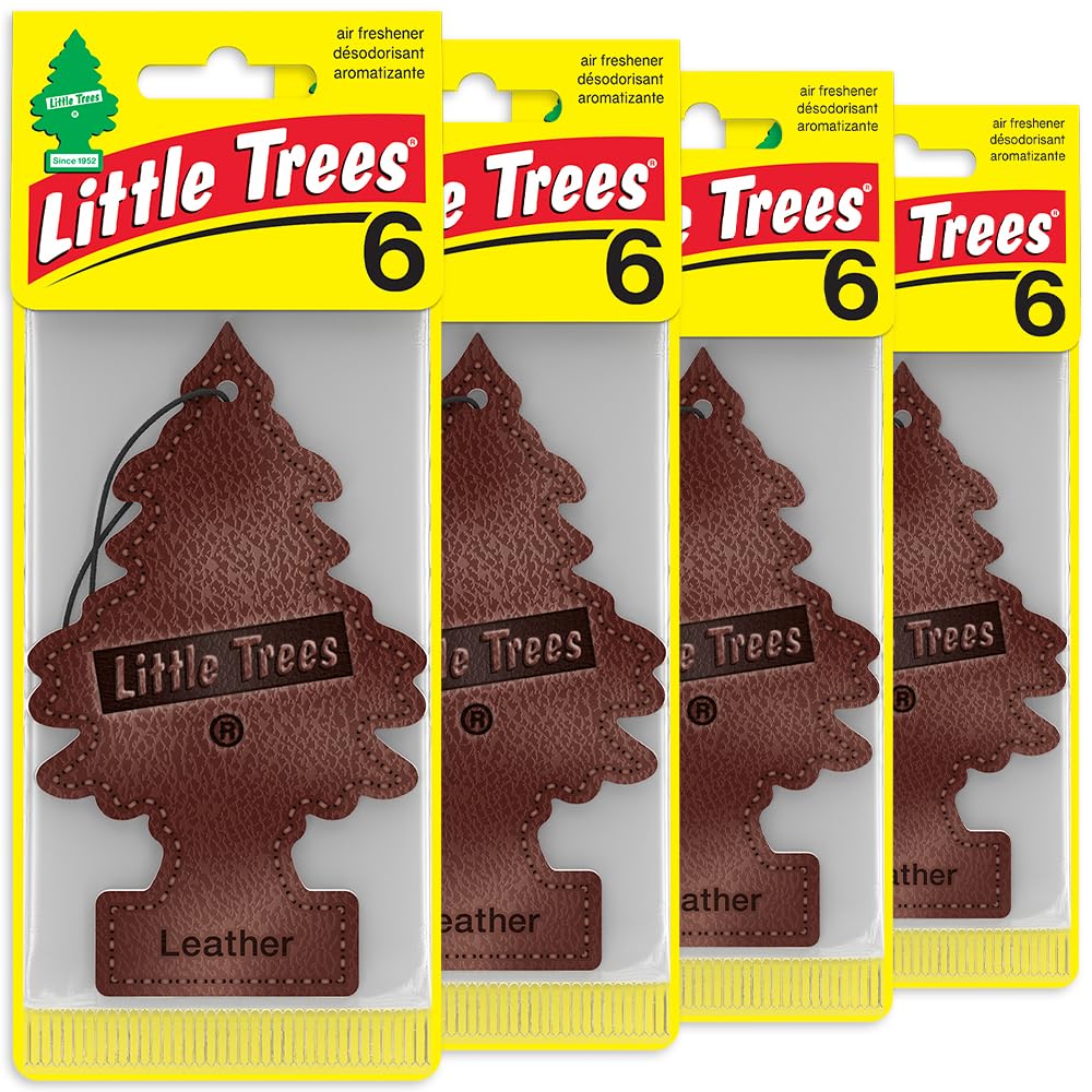 LITTLE TREES Car Air Freshener | Hanging Tree Provides Long Lasting Scent for Auto and Home | Leather, 24 Air Fresheners