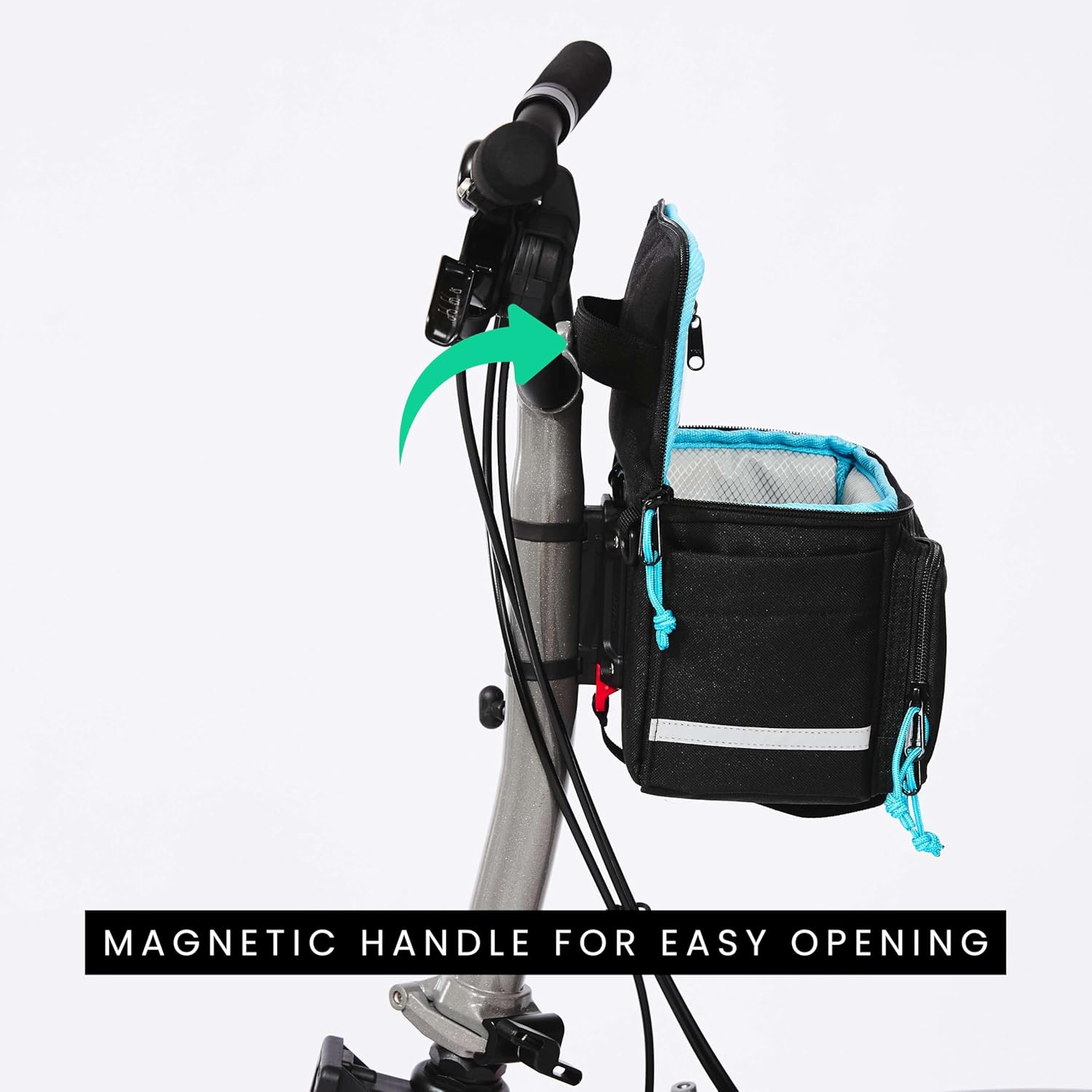 Vincita Candid S Stem Bag for Folding Bikes – Compact 2.8L Handlebar Pouch with KLICKfix Quick-Release Mount – Magnetic Easy-Access Handle – Green – Fits 15-60mm Stems (Brompton, Dahon, Tern)