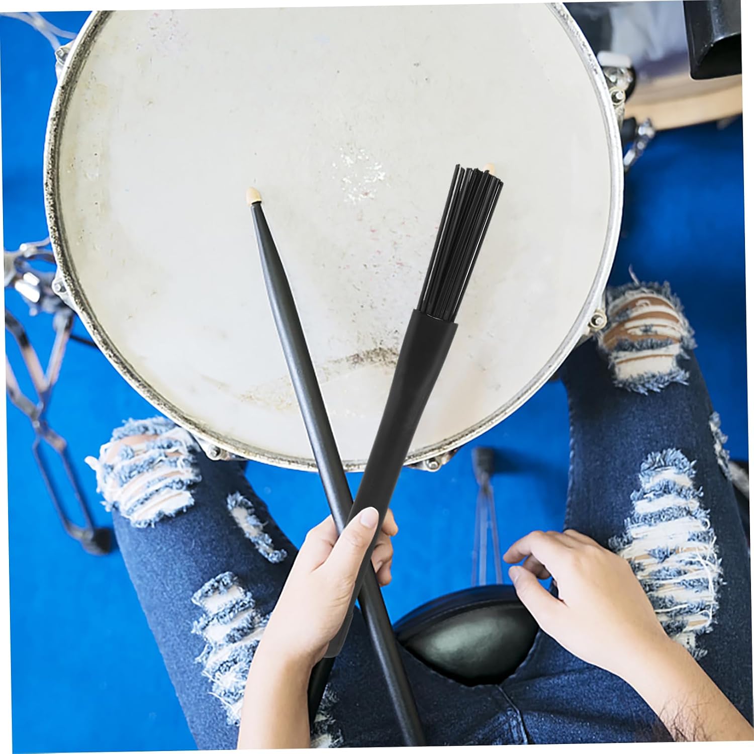 1 Pair Drum Brushes with Handle Percussion Instrument Brushes for Beginners Durable and Slip Design for Jazz and Drum