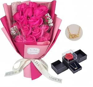 Bouquet di Rose Glitterate Artificiali - Fai da Te, Lucide, Regalo d'Amore Con Glitter Rosa per San Valentino (Colore Rosso, 10 Pezzi