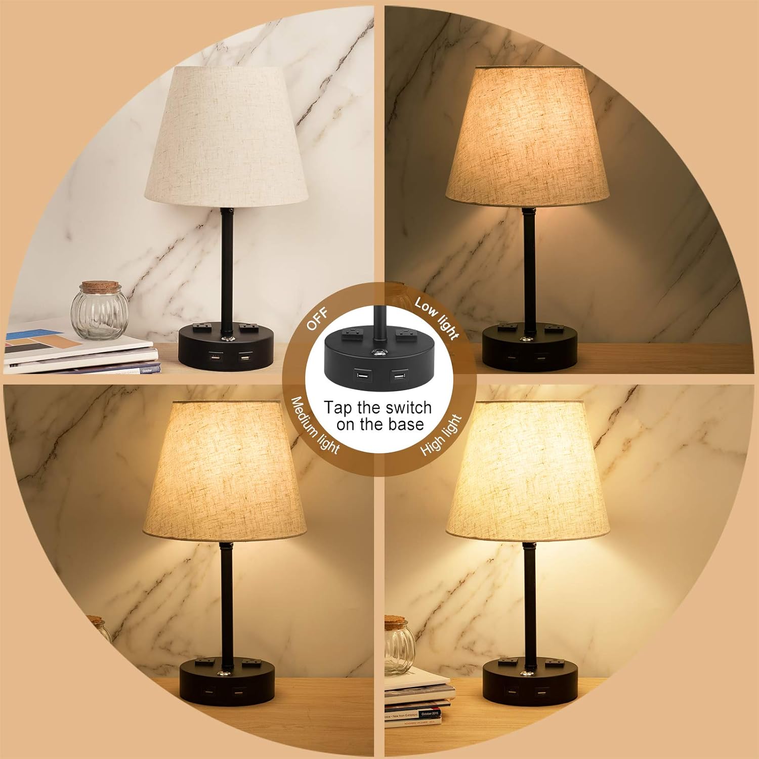 40% Off Discount USB Bedside Table Lamp with Outlet, 3-Way Touch Control Dimmable Bedroom Lamp, Set of 2 Bedside Nightstand Lamps Fabric Shade for Bedroom Living Room Office, E26 LED Bulb Included Exclusive Discount 50% Price USB Bedside Table Lamp with Outlet, 3-Way Touch Control Dimmable Bedroom Lamp, Set of 2 Bedside Nightstand Lamps Fabric Shade for Bedroom Living Room Office, E26 LED Bulb Included