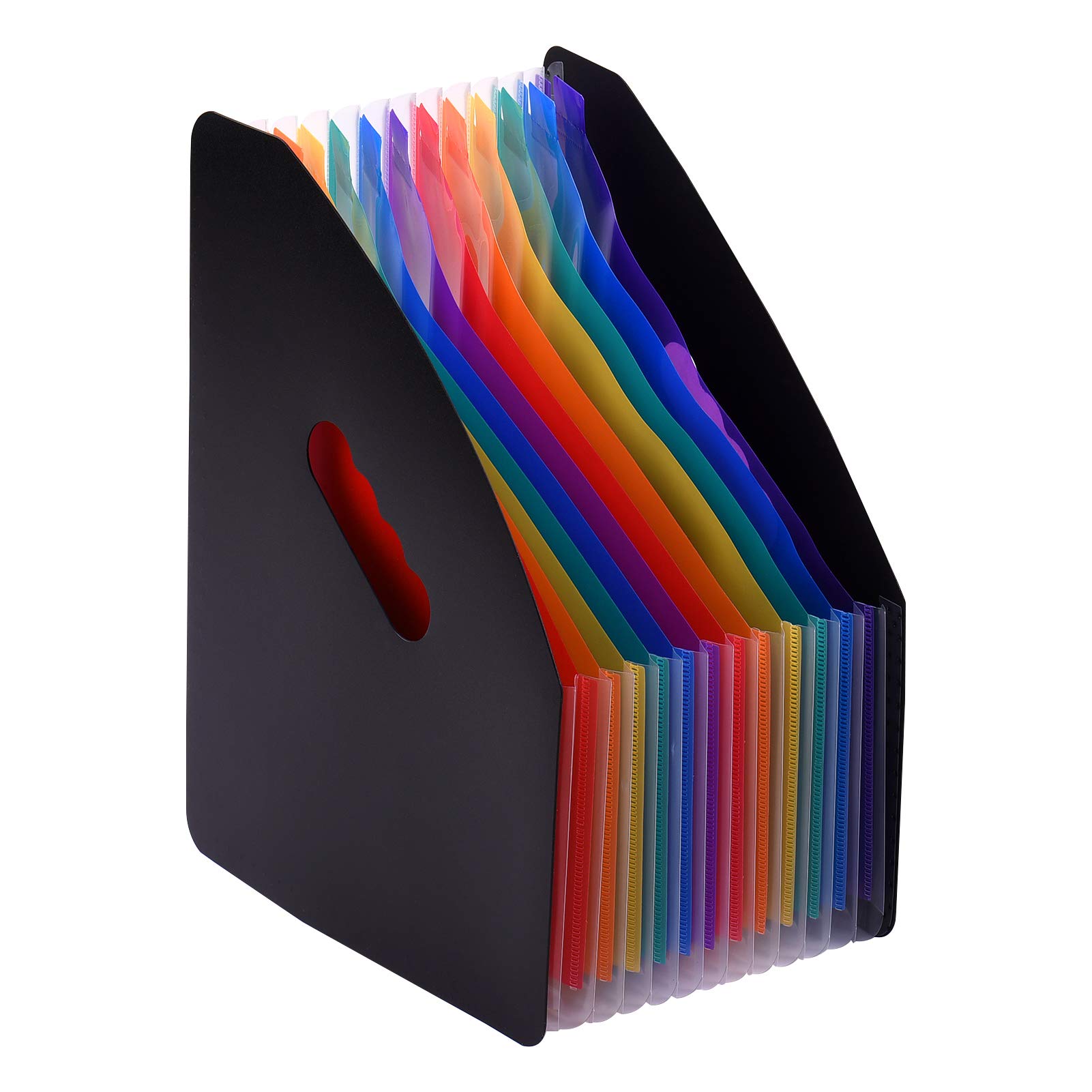 Organizador de Archivos en Forma de Acordeón con 12 Bolsillos, Carpeta de Archivos Expandible de PP, Capacidad para Aprox.500 Hojas, Diseño de Escritorio de Pie con Pestañas y Asas