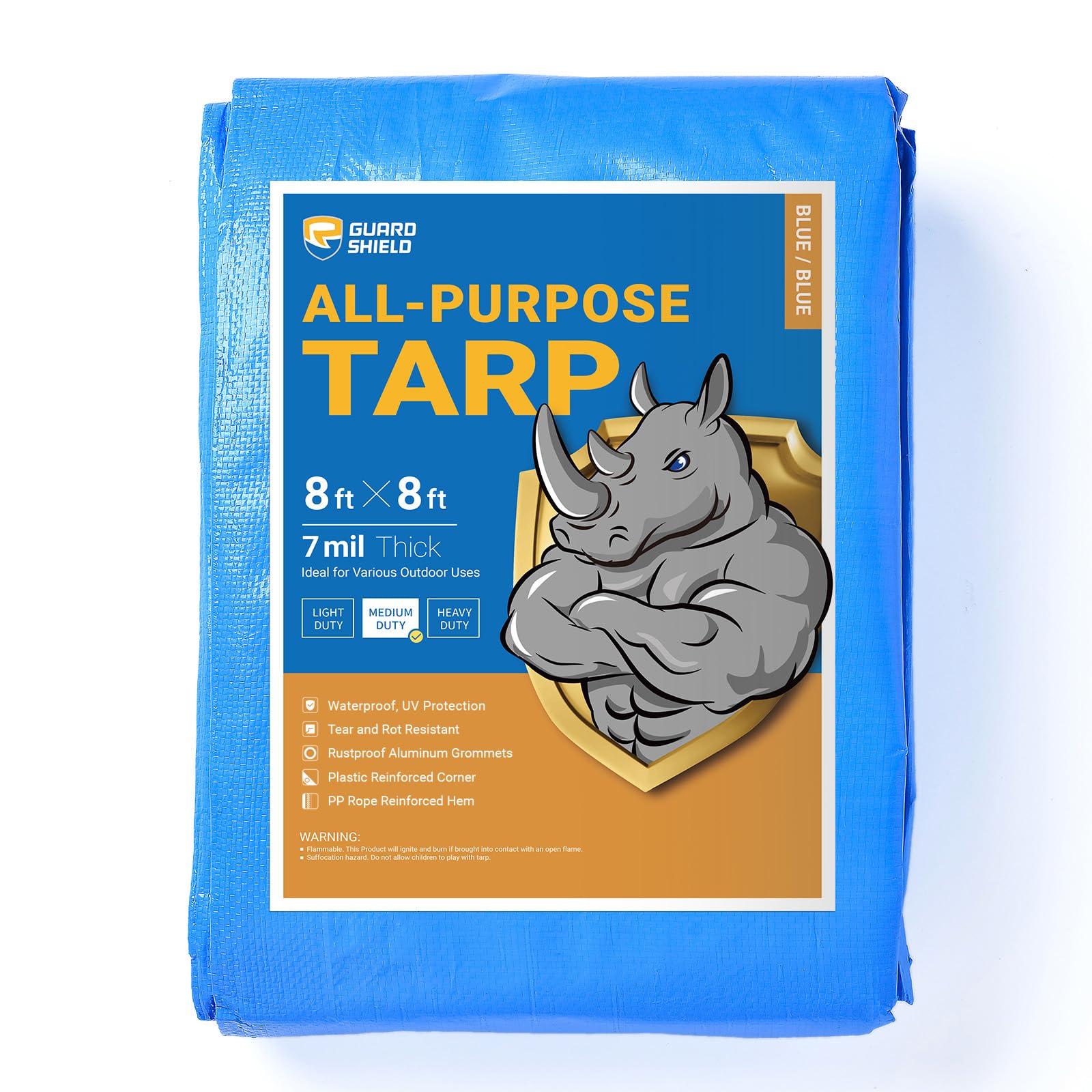 GUARD SHIELD White Tarp 10x12 Feet Medium Duty All Purpose Poly Tarps Cover 7mil — view 43