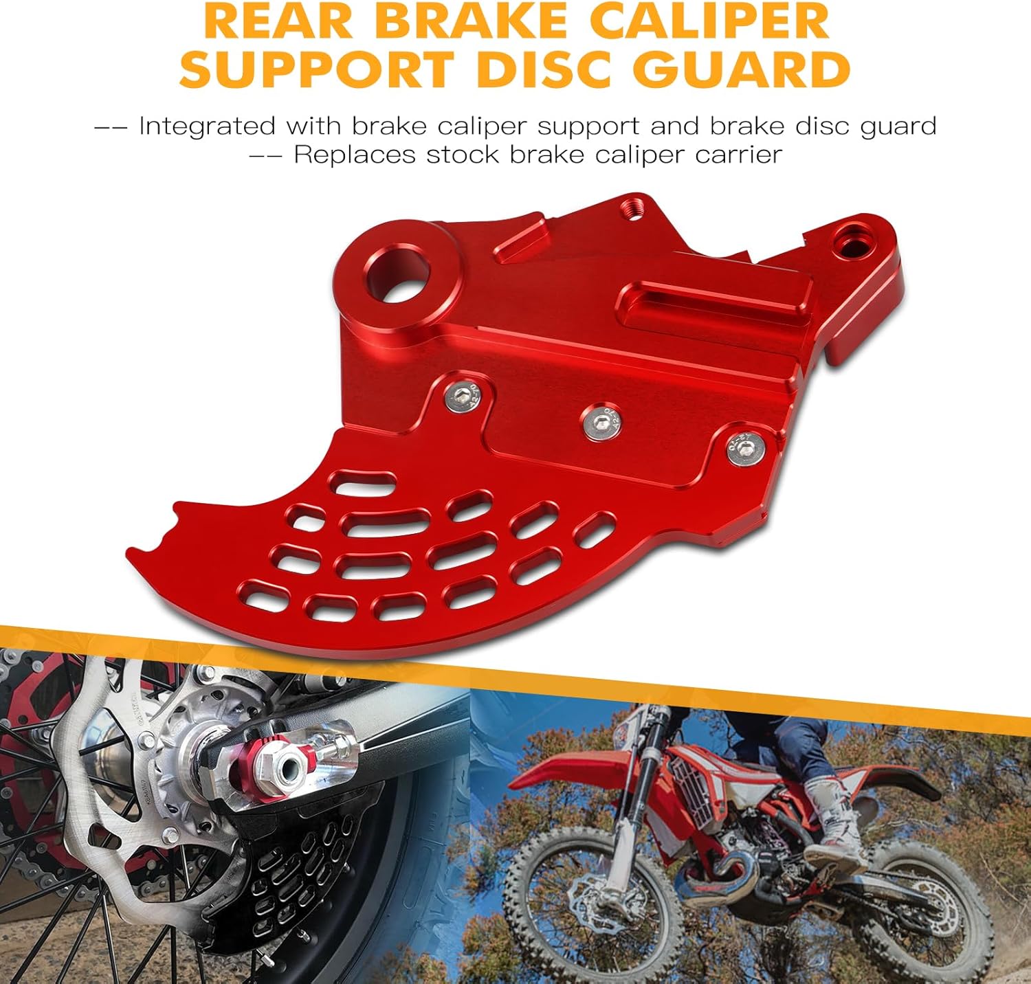 NICECNC Red Rear Brake Disc Shield Compatible with BETA 390/430/480RR 4T Enduro Racing 390/430/500RR-S 4T Xtrainer 300 2015-2024 See Fitment