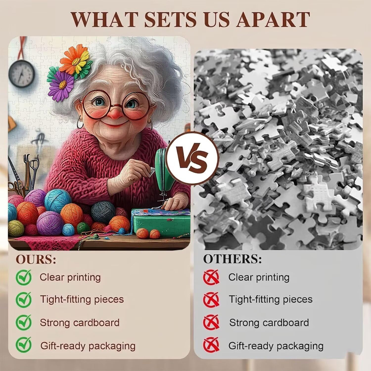 Puzzle 4000 Pezzi Classici, Puzzle Nonna gomitolo di filato 141 x 87 cm, Gioco Educativo e Antistress in Legno con Poster Incluso, Ttività Famiglia, Regalo per Appassionati, Decor Parete, f0-622