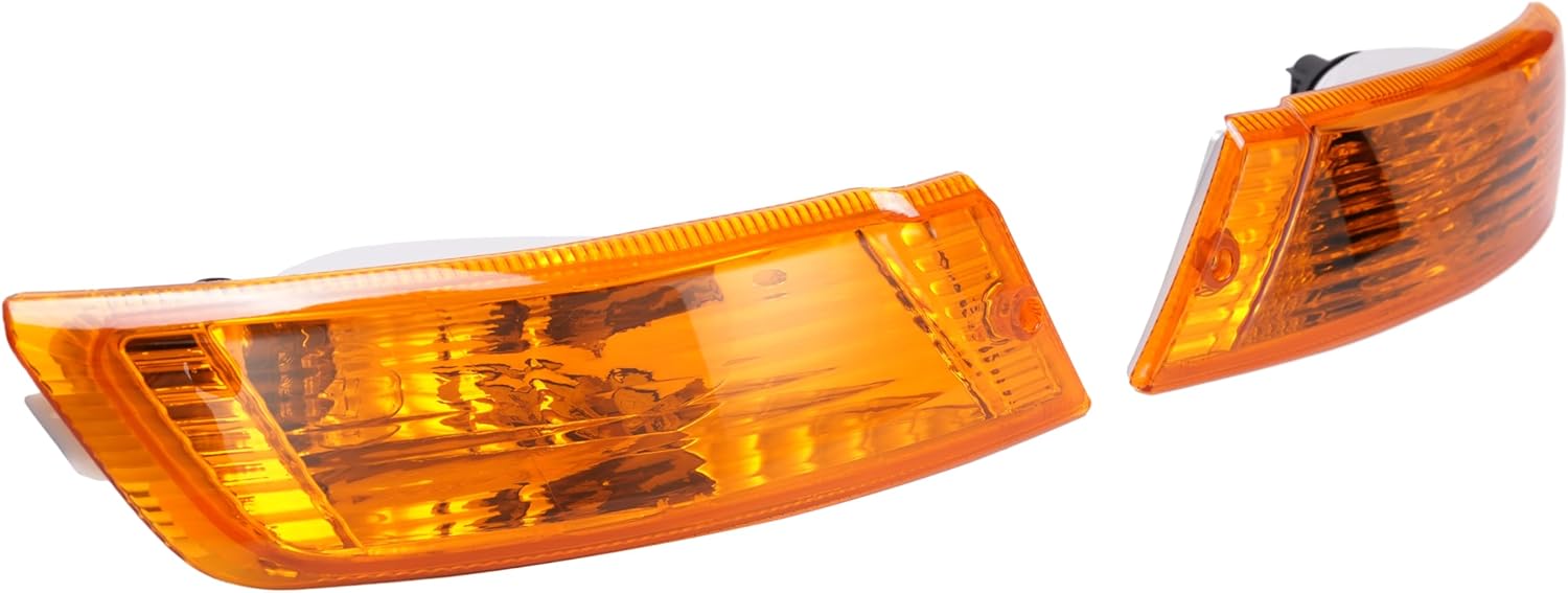 KUAFU Pair Turn Signal Light Compatible with 2005-2007 Jeep Liberty Driver and Passenger Side Signal Lamp Set Corner Side Marker Park Lamps W/Bulbs Plastic (PC) Replacement for 55156766AE 55156767AE