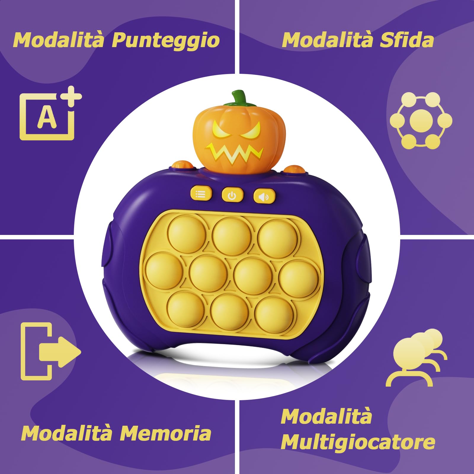 Halloween Pop It Elettronico, Gioco Quick Push Bubble Game Spinta Pop Squeeze Toys Per Gadget Compleanno Bambini Pulsante Giocattoli Divertenti Regalo Bambini Adulti Halloween Zucca