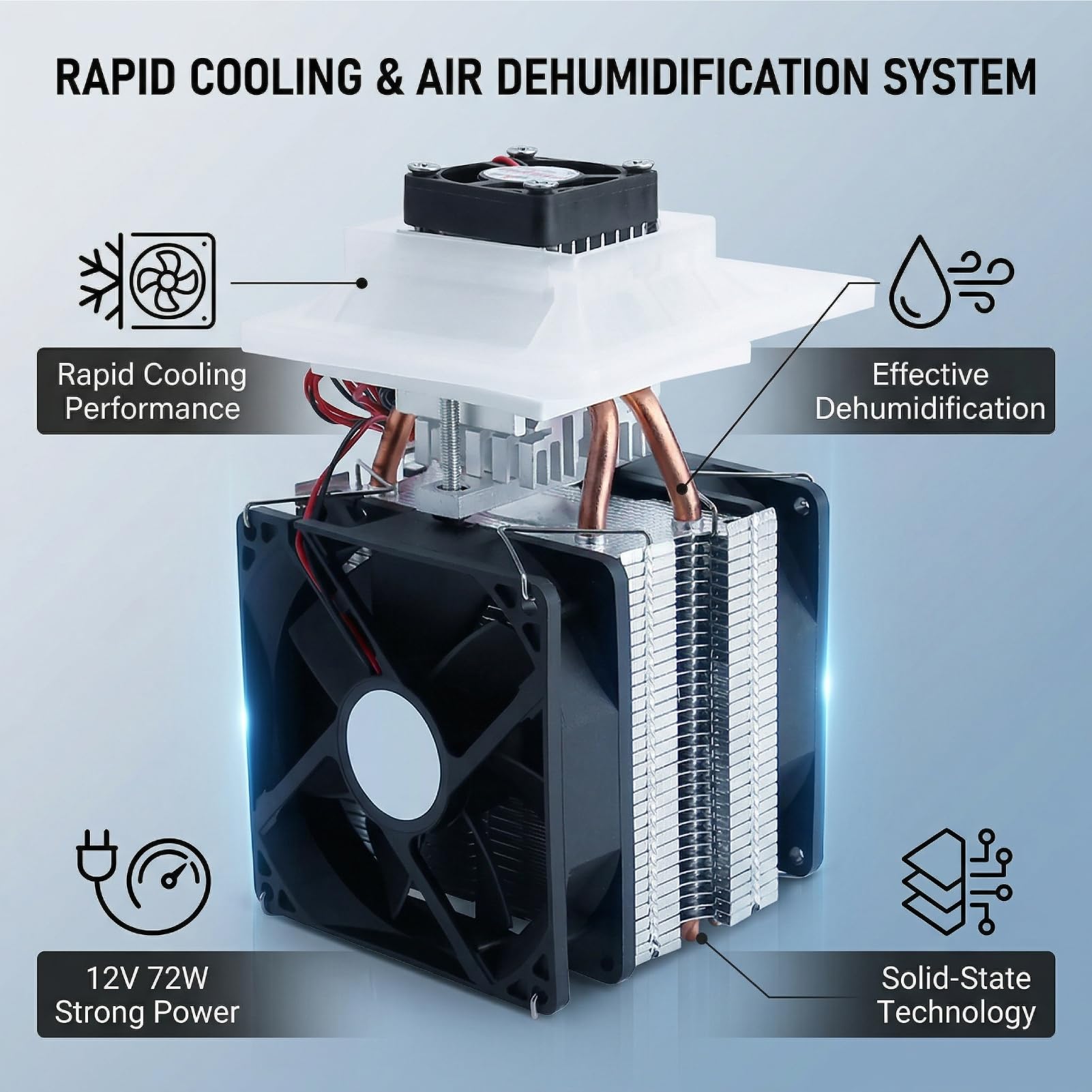 Enfriador Termoeléctrico, Refrigeración Semiconductora de 12 V Termoeléctrico de Deshumidificación de Refrigeración por Aire Peltier, con Funcionamiento Sencillo y Alta Practicidad