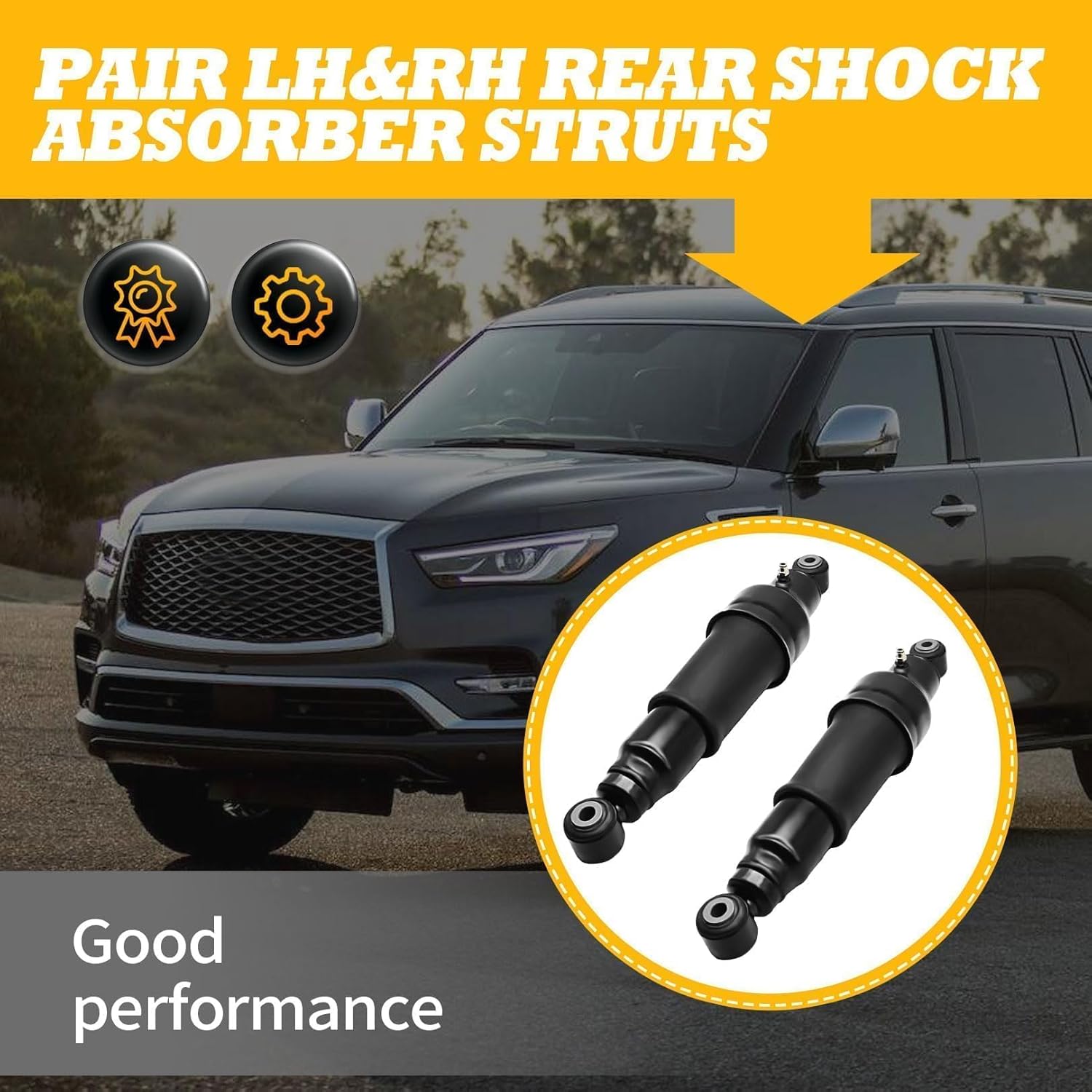 2PCS Rear Airmatic Shock Absorber Struts Compatible with QX56 (JA60 Chassis) 2004-2010 4WD Armada (WA60 Chassis) 2005-2015 4WD 56200ZV60A 56200ZV50A 56200ZQ20C