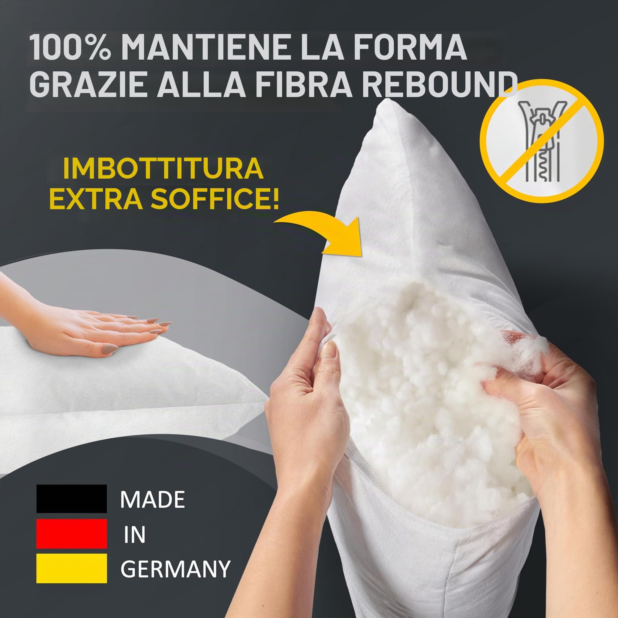 LILENO HOME Set di 6 riempimento cuscino 50x50 cm - Cuscino interno lavabile a 40°C adatto per allergici - Cuscino in poliestere come cuscino per divano, cuscino per la testa