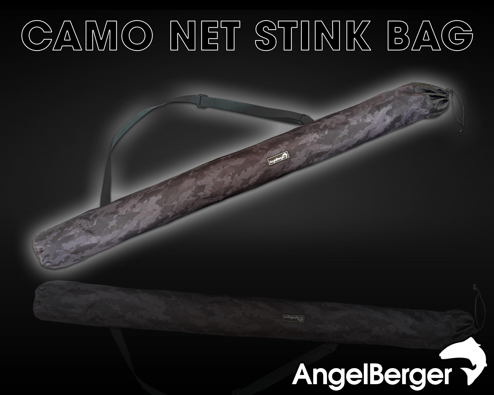 Angel-Berger Camo Net Bag Stink Bag Borsa per retino da pesca, Camou, Angel Berger
