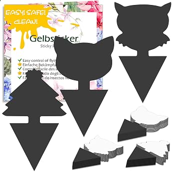 Blooven Yellow Stickers Black Fungus Gnats Control Pack of 30 Yellow Boards for Indoor Plants Pest Control Pack of 30