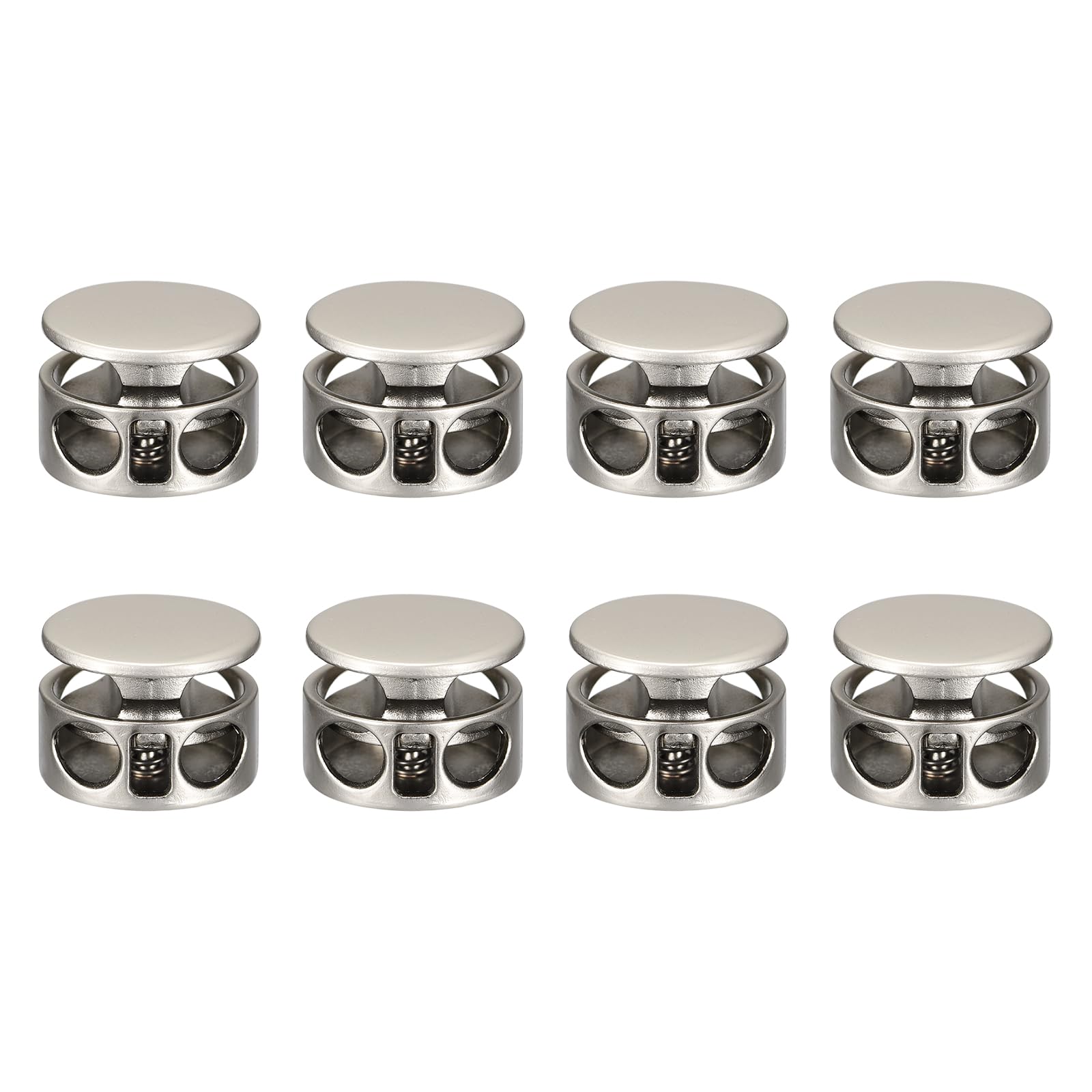 uxcell 8Pcs Metal Cord Locks, 3.5mm Double Hole Toggle Spring Stop Cord Locks End Fastener Slider for Backpacks Clothing Drawstrings Lanyards, Silver