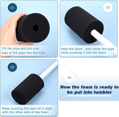 Miniatura 3 de Honoson 3 tamaños, 6 piezas de vasos de espuma Turner para vasos de PVC de 12 pulgada, accesorios para vasos de 10 oz a 40 onzas (negro)