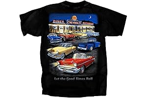 Chevrolet Night Time Vintage Retro Diner Scene Good Times Roll Cotton Preshrunk T-Shirt