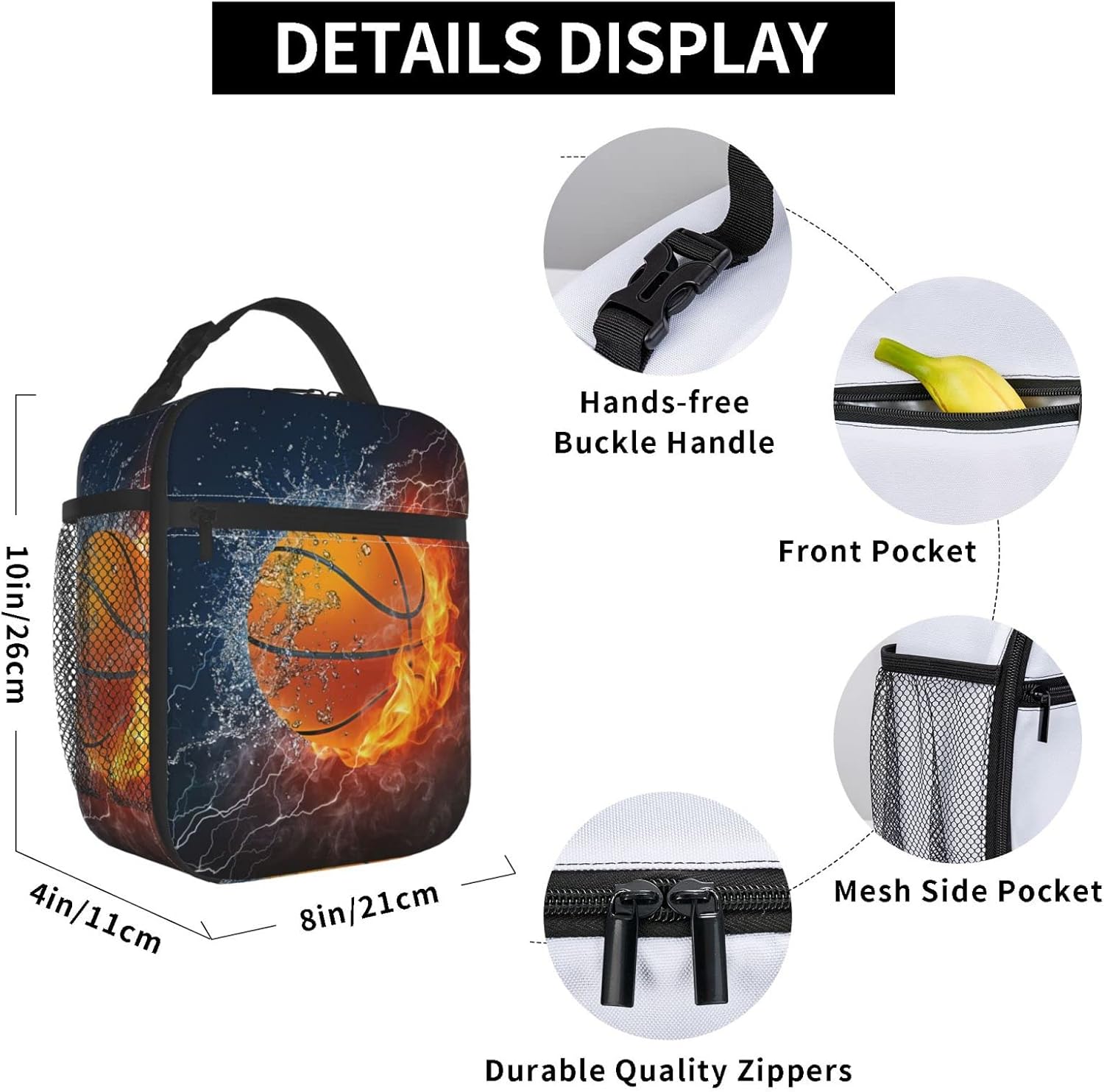 Cool Basketball Ball Lunch Bag For Men Boys Insulated Lunch Box Reusable Lunchbox Waterproof Portable Lunch Tote - Image 6
